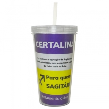 Copo Plástico Parede Dupla Sagitário 470 ML Luva Com 1