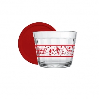 Tigela Americano Looney Tunes Com Tampa Vermelha 150 ML