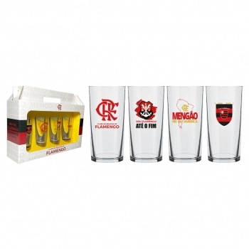COPO CYLINDER 300 ML FLAMENGO LUVA COM 4