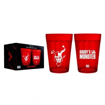 Copo Americano Prime DC Arlequina 190 ML Luva Com 2 Unid