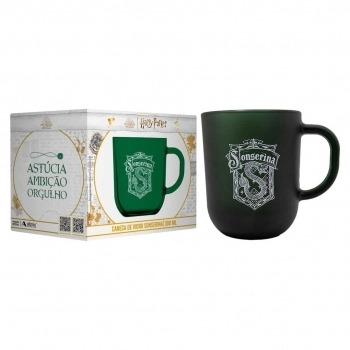 Caneca De Vidro Prime Harry Potter Casas 300 ML - Luva Com 1 Unid - Sonserina