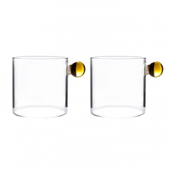 Caneca Borossilicato Colors Ambar 200ml - Luva com 2