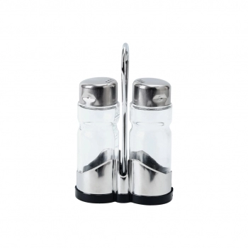 Galheteiro Saleiro E Pimenteiro de Vidro 40ml Com Suporte na Luva com 2 Peças