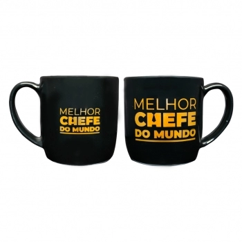 Caneca Porcelana Chefe Urban Preta 360ML - Luva com 1