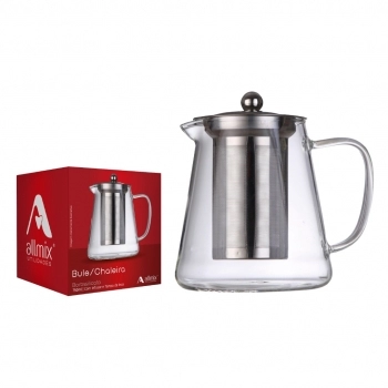 Bule Chaleira de Borossilicato com Infusor e Tampa de Inox – 750ML na Luva