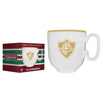 Caneca de Porcelana Forma Branca de 350ml do Fluminense Luva com 01