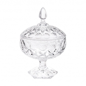 Potiche Decorativo De Vidro Taj Com Pé 16cm - Luva com 01