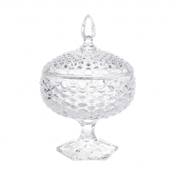 Potiche Decorativo De Vidro Roma Com Pé 16cm - Luva Com 01