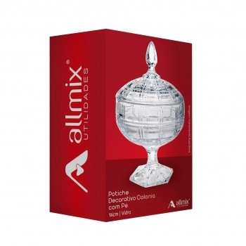 Potiche Decorativo De Vidro Colonia Com Pé 16cm - Luva com 01
