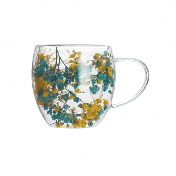 Caneca Borossilicato Parede Dupla Camelia Outono 250ml - Luva com 01