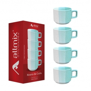 XICARA CERAMICA TERNURA 90ML LUVA COM 04 - VERDE