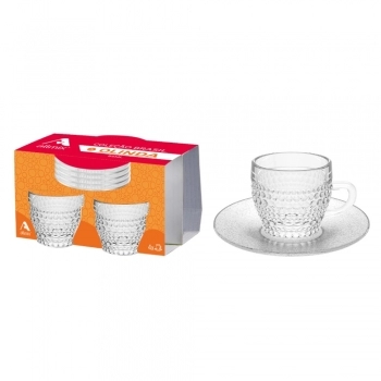 XICARA DE CAFE DE VIDRO COM PIRES OLINDA 85 ML LUVA COM 4
