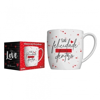Caneca Porcelana Urban 360 ML Love Luva com 1 - Sua Felicidade
