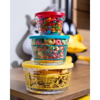 Tigela Americano Looney Tunes Com Tampa Vermelha 150 ML