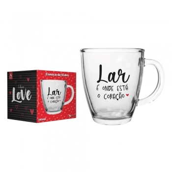 Caneca Cônica de Vidro LOVE 380 ML – Presente Perfeito