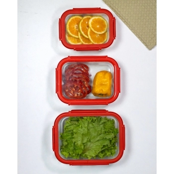 Pote Hermético Borossilicato Retangular 370 ML Com Tampa De Vidro