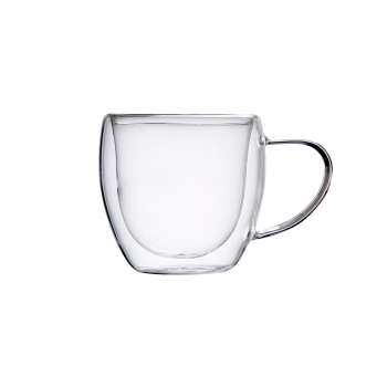 Caneca Borosilicato Parede Dupla Com Alça 80 ML Luva com 2 unid.