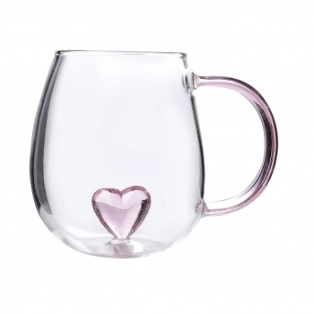 Caneca Borossilicato 350ml Coração 3D - Luva Com 1