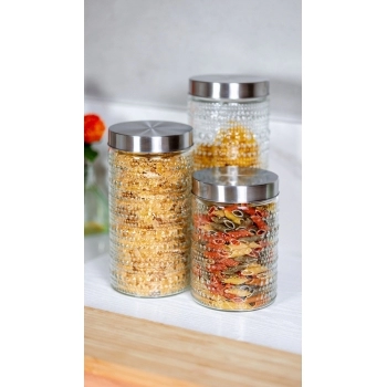 POTE DE VIDRO OLINDA 1200 ML COM TAMPA METAL