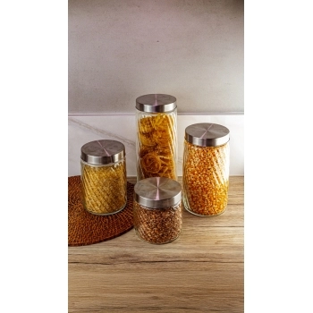 POTE DE VIDRO MARESIAS 820 ML COM TAMPA METAL