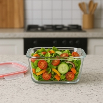 Pote Hermético Borossilicato Quadrado 320 ML Com Tampa