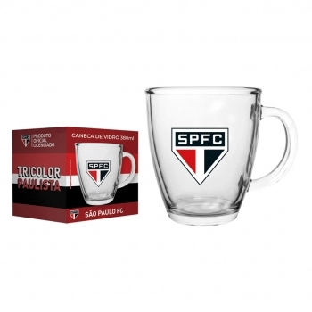Caneca de Vidro Cônica São Paulo 380 ML – Perfeita para Torcedores