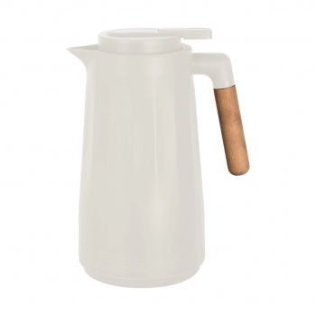Garrafa Térmica Tina 1000ml Com Cabo De Madeira - Bege