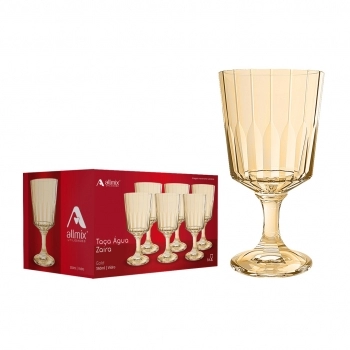 Taça Água de Vidro Zaira Gold 350ml