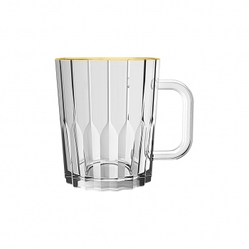 Caneca de Vidro Zaira Filete Dourado 260ml