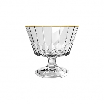 Taça Sobremesa de Vidro Zaira Filete Dourado 280ml