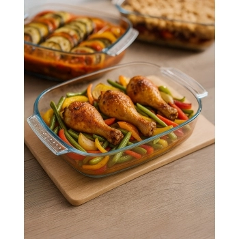 Assadeira Borossilicato Retangular com Alça 2000ml