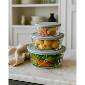 Tigela de Vidro Redonda Cheffe com Tampa Color 600ml - Sortida