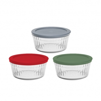 Tigela de Vidro Redonda Cheffe com Tampa Color 400ml - Sortida