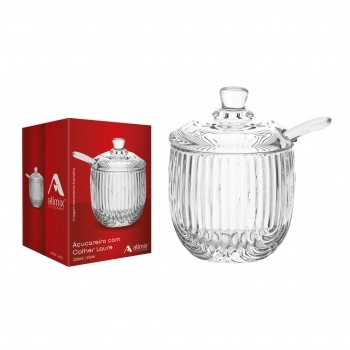 Açucareiro de Vidro com Colher Laure 220ml na luva com 1