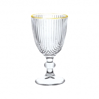 Taça Vinho de Vidro Laure Filete Dourado 330ml