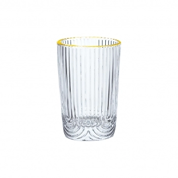 Copo de Vidro Long Drink Laure Filete Dourado 420ml