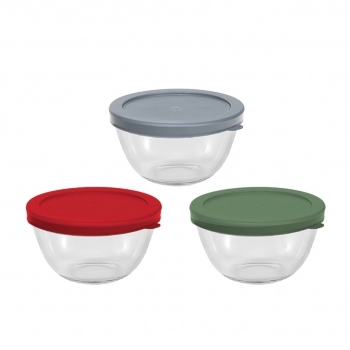 Tigela Borossilicato Redonda Cannola com Tampa Color 1600ml - Sortida