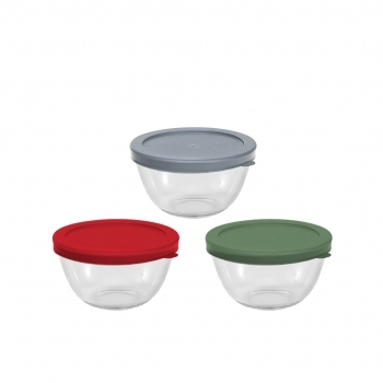 Tigela Borossilicato Redonda Cannola com Tampa Color 800ml - Sortida