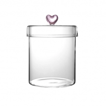 Pote Borossilicato Redondo com Tampa 900 ML Coração na Luva com 01