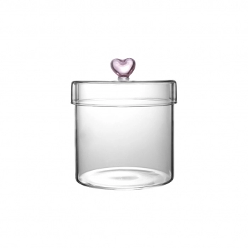Pote Borossilicato Redondo com Tampa 650ml Coração na Luva com 01