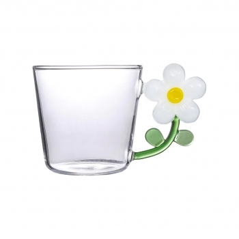 Caneca Borossilicato Pétalas 250ml Luva com 1 – Branca