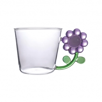 Caneca Borossilicato Pétalas 250ml Luva com 1 - Roxa