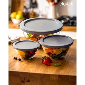 Tigela Borossilicato Redonda Cannola com Tampa Color 800ml - Sortida