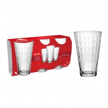 Copo de Vidro Long Drink Brick 275ml Luva com 3
