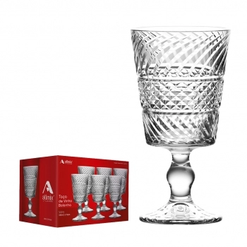 Taça de Vinho de Vidro Bolonha 330ml