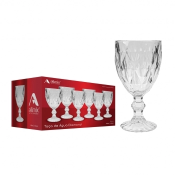 Taça Água de Vidro Diamond 340ml