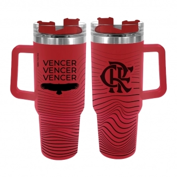 Caneca Térmica Inox com Tampa e Canudo 1200ml Flamengo – Luva com 1