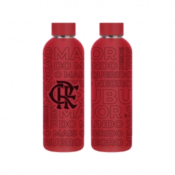 Garrafa Térmica Inox Reta 500ml Flamengo – Luva com 1